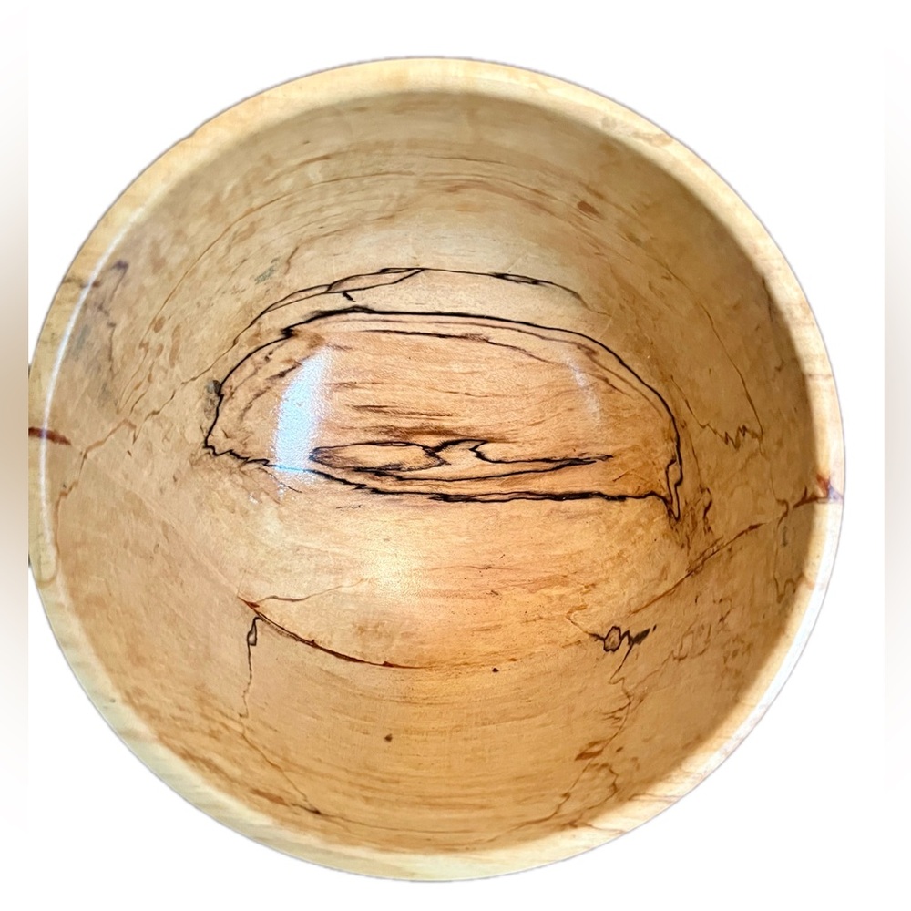 Hand-Turned Spalted Maple 7” x 4.5” Handmade Wooden Bowl Rustic Artisan decor